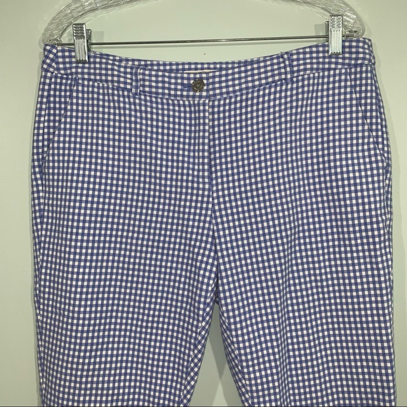 MICHAEL Michael Kors size 12 gingham blue and white cropped pants - Picture 2 of 14
